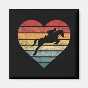 Retro Sunset Horse Lover Rider Equestrian Horseman Magnet
