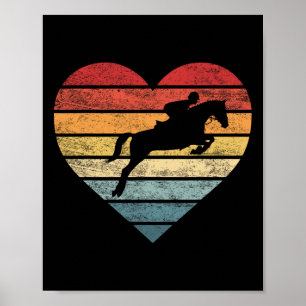 Retro Sunset Horse Lover Rider Equestrian Horseman Poster