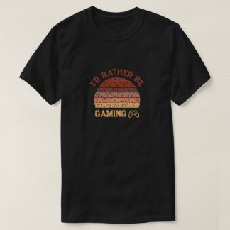 Retro Sunset I'd Rather Be Gaming T-Shirt