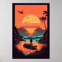 Retro sunset in beach 