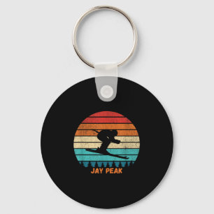 Retro Sunset Jay Peak Vermont Skiing Skier _1 Key Ring