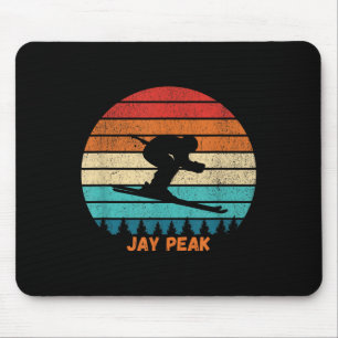 Retro Sunset Jay Peak Vermont Skiing Skier _1  Mouse Pad