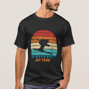 Retro Sunset Jay Peak Vermont Skiing Skier _1  T-Shirt