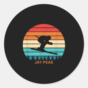 Retro Sunset Jay Peak Vermont Skiing Skier Classic Round Sticker