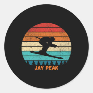 Retro Sunset Jay Peak Vermont Skiing Skier Classic Round Sticker