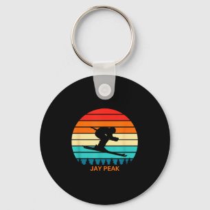 Retro sunset jay peak vermont skiing skier key ring