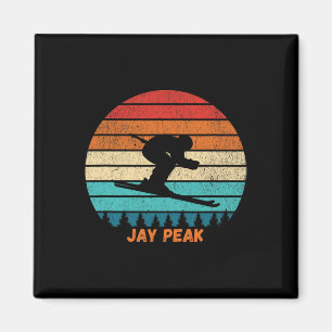 Retro Sunset Jay Peak Vermont Skiing Skier  Magnet