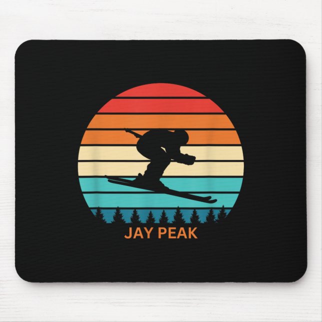 Retro Sunset Jay Peak Vermont Skiing Skier  Mouse Pad (Front)