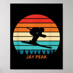 Retro Sunset Jay Peak Vermont Skiing Skier Poster