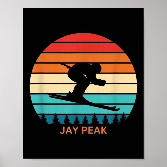 Retro Sunset Jay Peak Vermont Skiing Skier  Poster (Front)