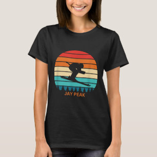 Retro Sunset Jay Peak Vermont Skiing Skier T-Shirt