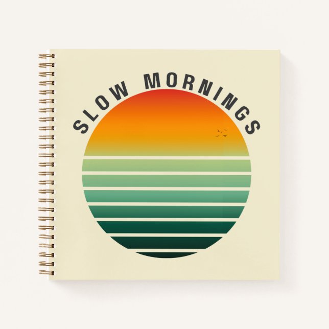 Retro Sunset Journal – Slow Mornings Cozy Writing  (Front)