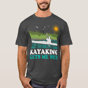 Retro Sunset Kayaking Gets Me Wet Canoe Boating Ka T-Shirt
