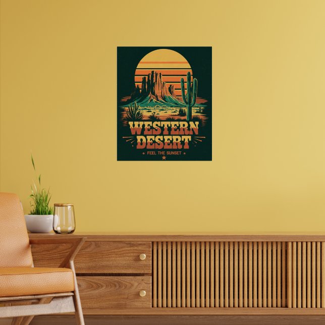 retro sunset landscape Arizona Wild Western  Poster (Living Room 2)