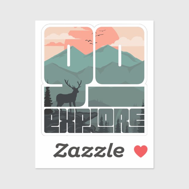 Retro Sunset Landscape Hiking Adventure Explore (Sheet)