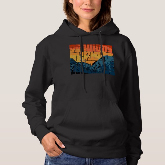 Retro Sunset Landscape Hiking Adventure Explore Hoodie (Front)