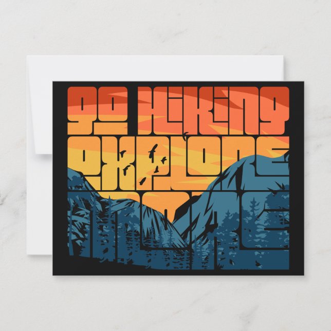 Retro Sunset Landscape Hiking Adventure Explore Invitation (Front)