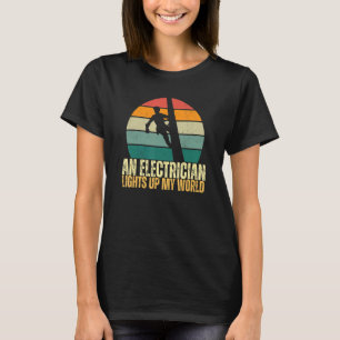 Retro Sunset Lineman Silhouette Electrician Quotes T-Shirt