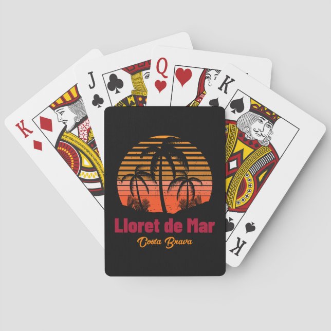 Retro Sunset Lloret de Mar Spain Vacation Playing Cards (Back)