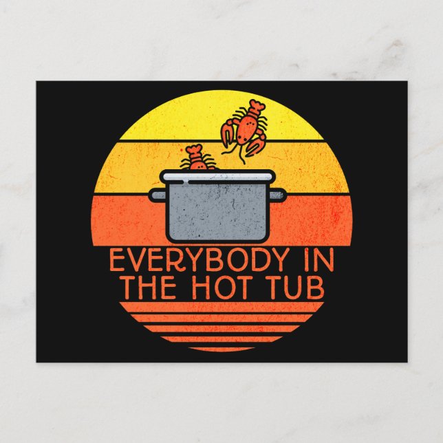 Retro Sunset Lobster Pot, Hot Tub Postcard (Front)