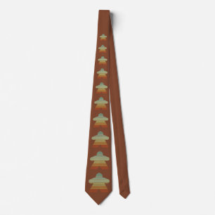 Retro Sunset Meeple Brown Orange Grey Board Gamer  Tie