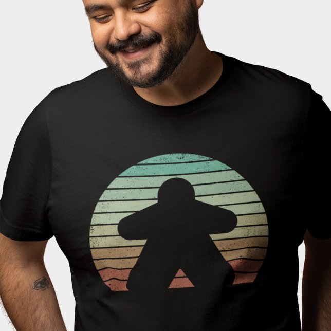 Retro Sunset Meeple Pastel Board Gamer  T-Shirt (Creator Uploaded)