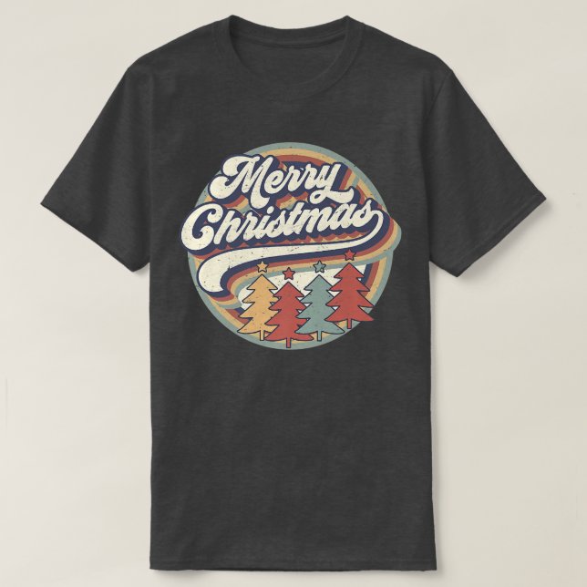 Retro Sunset Merry Christmas Tis The Season Family T-Shirt (Design Front)