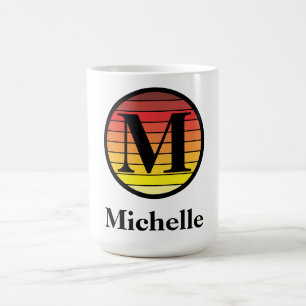 Retro Sunset Monogram Template Coffee Mug