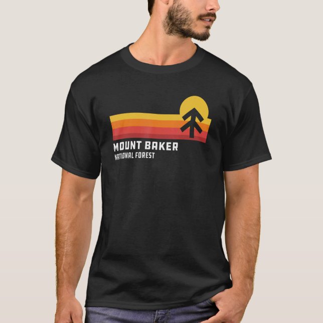 Retro Sunset Mount Baker National Forest Glacier W T-Shirt (Front)