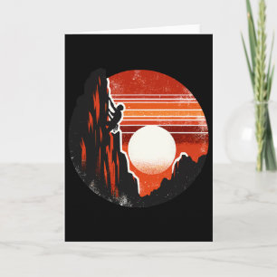 Retro Sunset Mountain Climbing Climb Climber Card