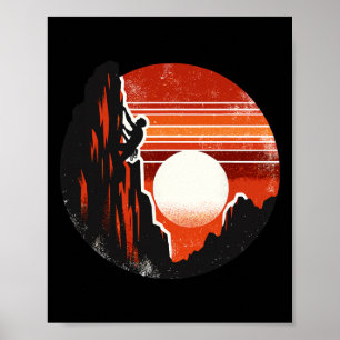 Retro Sunset Mountain Climbing Climb Climber Poster