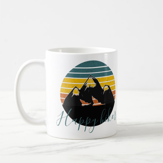Retro sunset mountains custom coffee mug (Left)