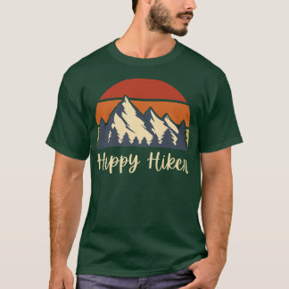 Retro Sunset Mountains Sun Happy Hiker  T-Shirt