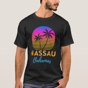 Retro Sunset Nassau Bahamas Beach Trip Vacation Su T-Shirt
