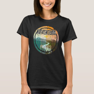 Retro Sunset Natural Lake Mountain Adventure Await T-Shirt