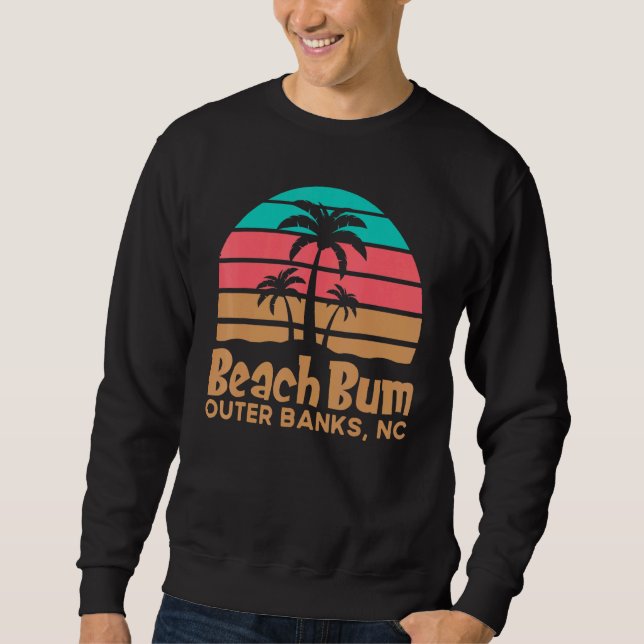 Retro Sunset Obx Beach Bum Outer Banks North Carol Sweatshirt (Front)