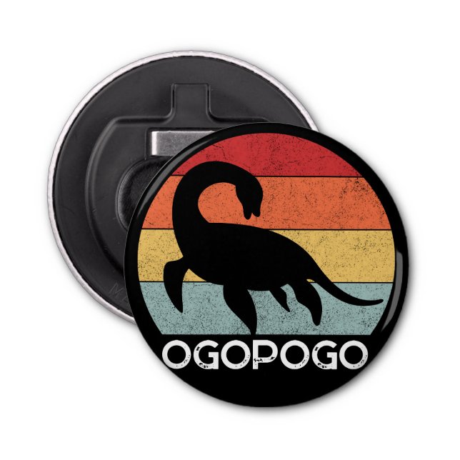 Retro sunset Ogopogo the Okanagan Lake Monster 70s Bottle Opener (Front)