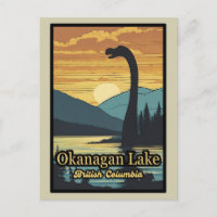 Retro sunset Ogopogo the Okanagan Lake Monster 70s