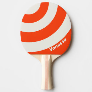 Retro Sunset Orange Three Circle Stripe with Name Ping Pong Paddle