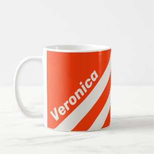 Retro Sunset Orange Three Stripes with Name Coffee Mug