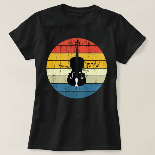 Retro Sunset Orchestra Cello Player Cellist Jazz M T-Shirt (Design Front)