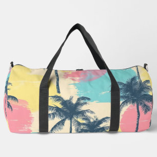 Retro Sunset Palm  Duffle Bag