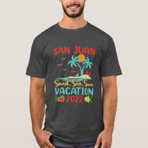 Retro Sunset Palm Tree Beach Vacation 2022 San Jua T-Shirt