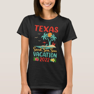 Retro Sunset Palm Tree Beach Vacation 2022 Texas B T-Shirt