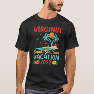 Retro Sunset Palm Tree Beach Vacation 2022 Virgini T-Shirt