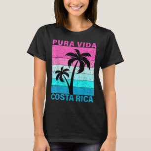 Retro Sunset Palm Tree Costa Rica Vacation Pura Vi T-Shirt