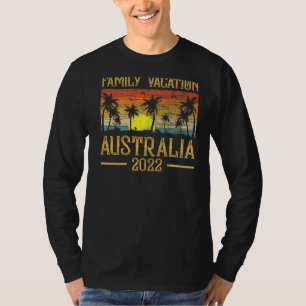 Retro Sunset Palm Tree Family Vacation 2022 Austra T-Shirt