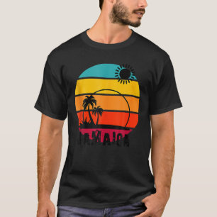 Retro Sunset Palm Trees Beach Cruise Summer Jamaic T-Shirt