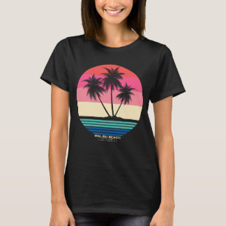 Retro Sunset Palm Trees Malibu Beach T-Shirt