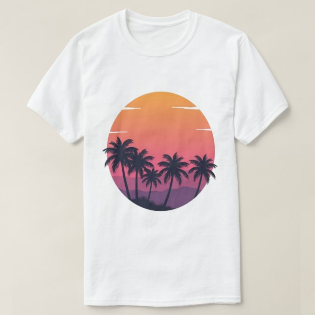 Retro Sunset Palm Trees  T-Shirt (Design Front)